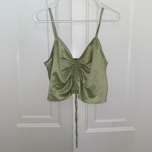 Forever 21 silk green tank with tie